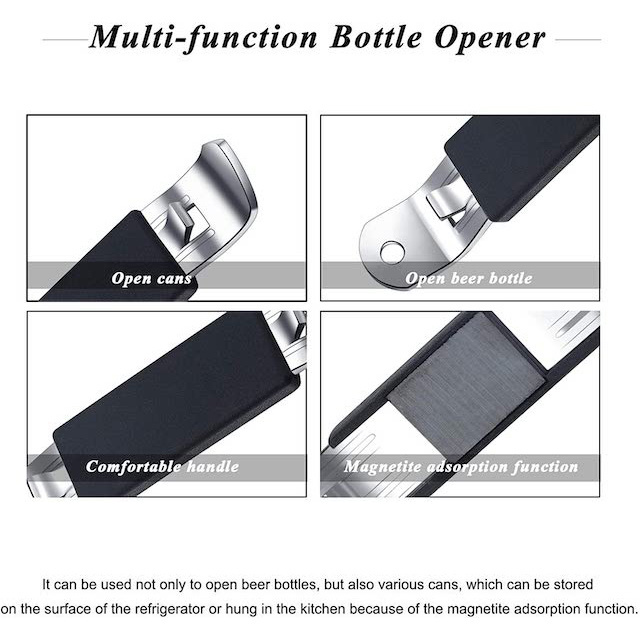 Can Opener Classic Beer Opener Stainless Steel Can Tapper for Camping and Traveling Magnetic Bottle Opener