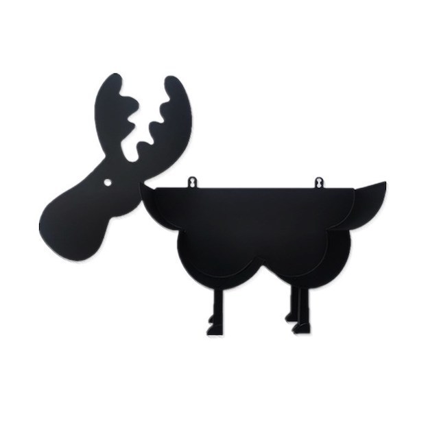 Unique Elk Toilet Paper Roll Holder with Storage - Funny Bathroom Tissue Rack Black Animal Decor Toilet Paper Holder