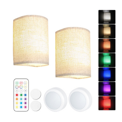 OEM BedRoom USB Rechargeable Or Battery Operated Wall Sconces 2PCS Wireless Dimmable 13 Colors RGB Wall Lights