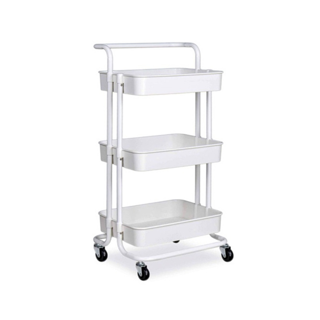 Kitchen Trolley Serving Trolley Metal Roll Shelf for Kitchen Bathroom Office with Wheels 3 Tier