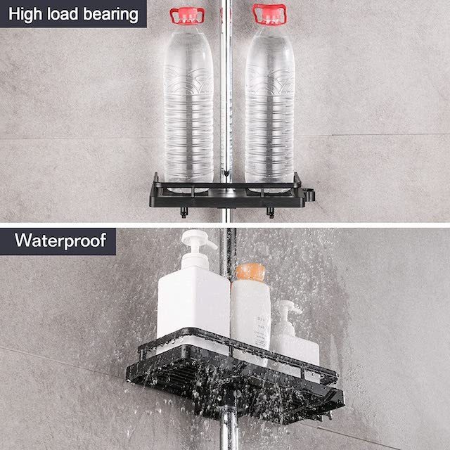 Bathroom Storage Rack With Hooks Shower Shelf Inside No Drilling Shower Shelf For Shower Rod