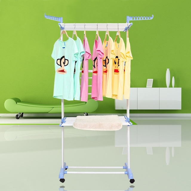 Folding Laundry Drying Rack 4 Tier Clothes Houses Rack with Two Side Wings Clothes Drying Rack 73*13.5*22.5CM