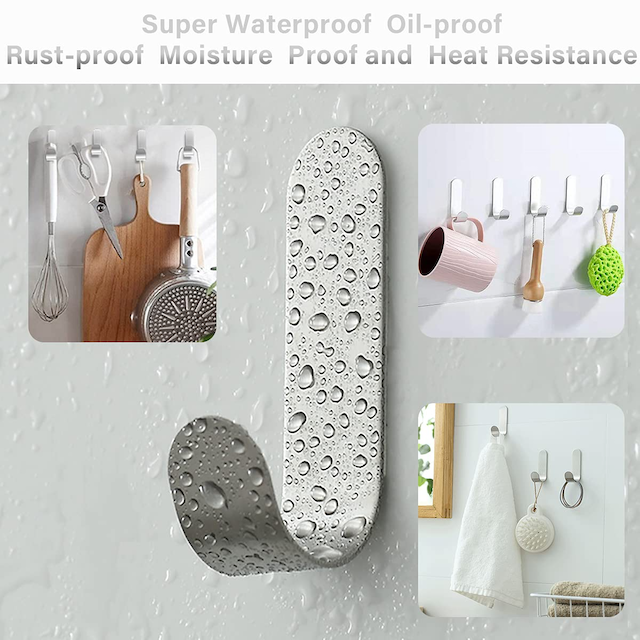 Metal Hook Luxury Bathroom Towel Wall Shower Bag Backpack Adhesive Tape Hanging Hook Strips Heavy Duty