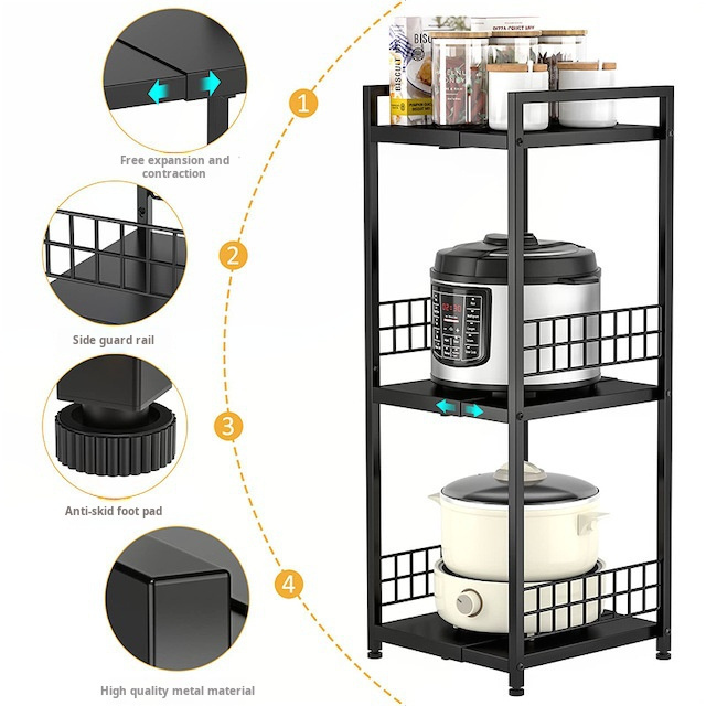 Floor Standing Bathroom Clip Shelf for Small Space Kitchen Balcony Office Expandable Storage Rack Shelf