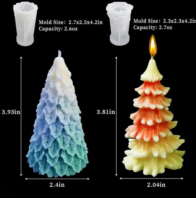 Wholesale Candle Moulds Silicone New 3D Christmas Tree Aromatic Candle Silicone Mold For Home Party Decor