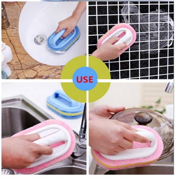 Low Moq Plastic Handle Sponge Bath Bottom Glass Wall Cleaning Bathroom Toilet Kitchen Bath Brush