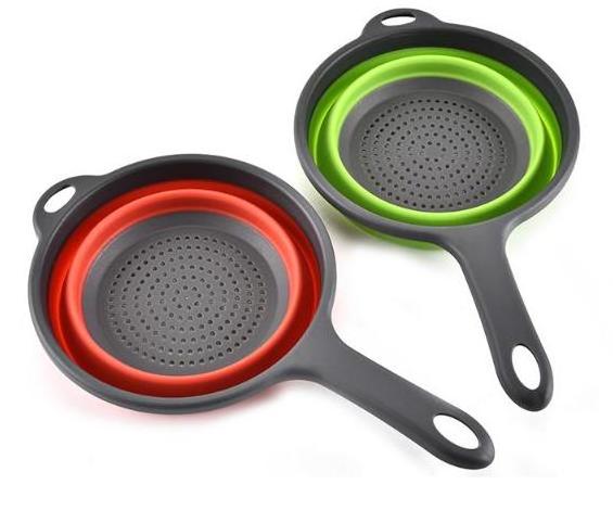 Kitchen Sink Strainer Washing Vegetable Fruit Asphalt Basket Circular Silicone Foldable Sink Drain Basket