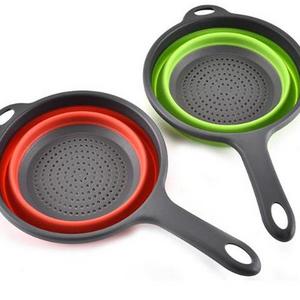 Kitchen Sink Strainer Washing Vegetable Fruit Asphalt Basket Circular Silicone Foldable Sink Drain Basket