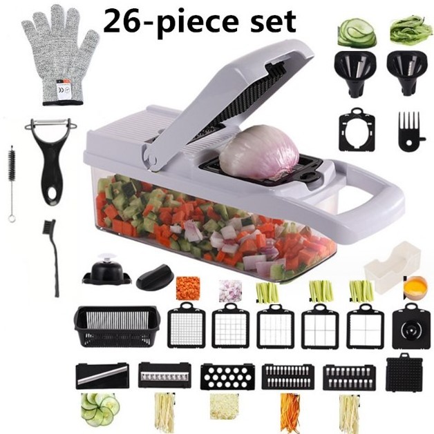 Wholesale Hand Operated Vegetable Slicer Cutter 26 in 1 Drum Manual Vegetable Chopper Scraping Wiping Kitchen Vegetable Chopper