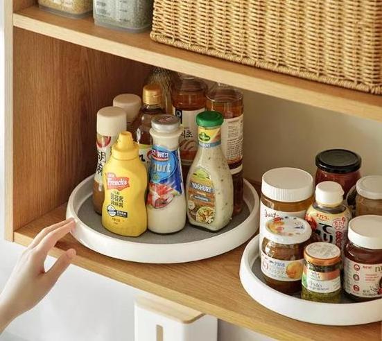 Pantry Kitchen Vanity Organizer Non Skid Lazy Susan Turntable Cabinet Organizer 360 Degree Rotating Spice Rack Organizer