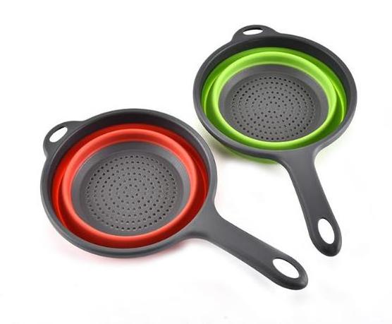 Kitchen Sink Strainer Washing Vegetable Fruit Asphalt Basket Circular Silicone Foldable Sink Drain Basket