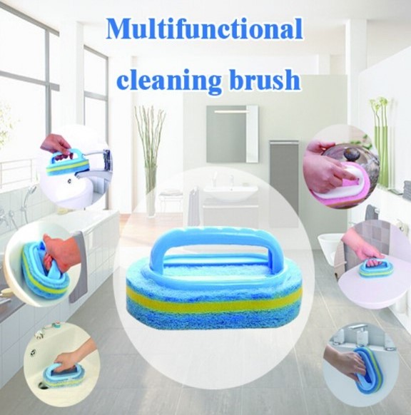 Low Moq Plastic Handle Sponge Bath Bottom Glass Wall Cleaning Bathroom Toilet Kitchen Bath Brush