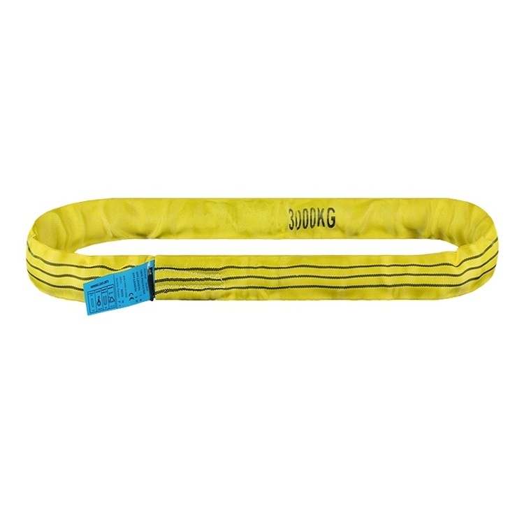 Flexible lifting belt 3 tons circular yellow O-type lifting belt crane tree soft rope