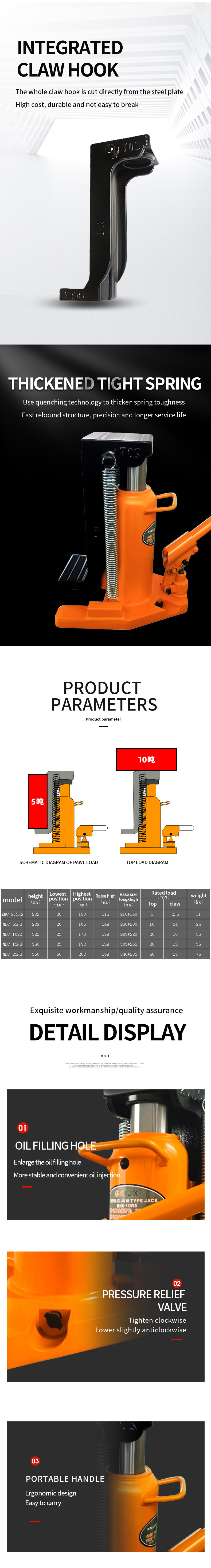 5t industrial jack railway claw type lifting hydraulic toe jack