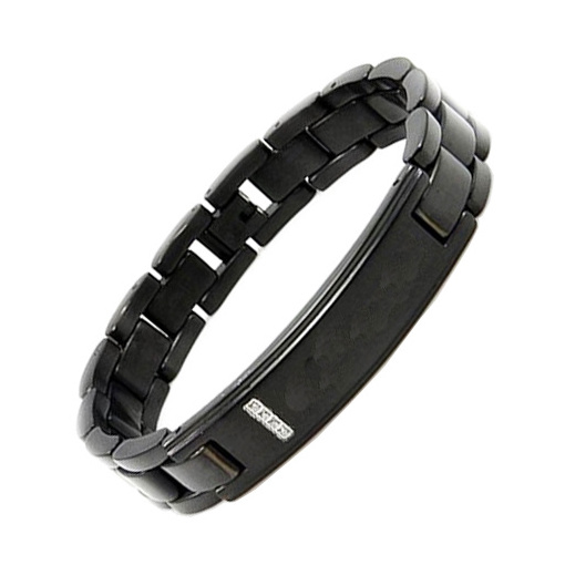 Fashion Bracelet Custom Black Plated Stainless Steel Crystal Bracelets For Men