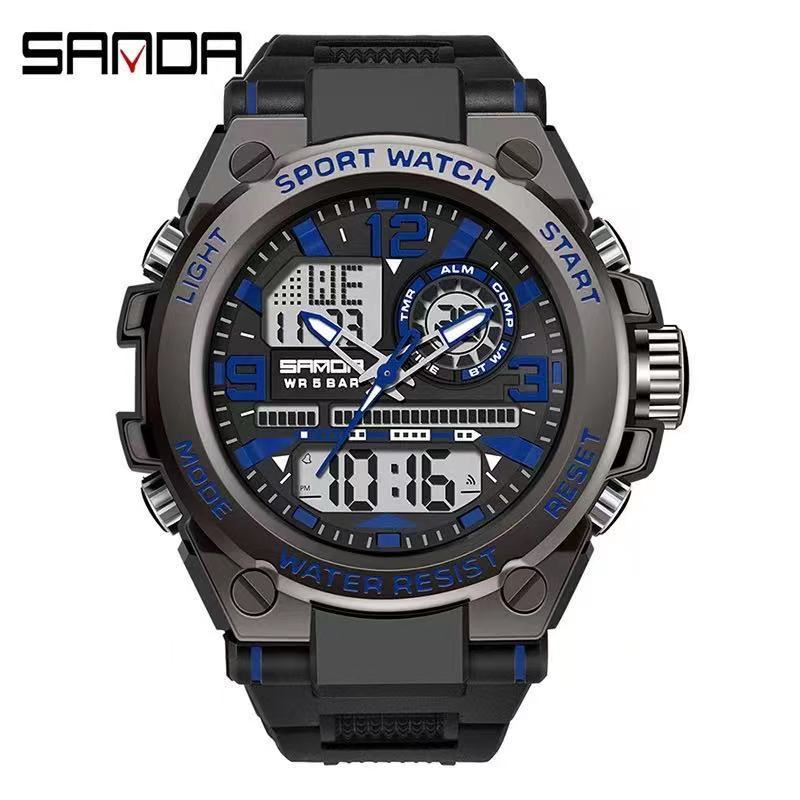 Sanda Men Digital Quartz Watch Water Resist 5 Bar Analog Waterproof Watches Man Design Sport Watch