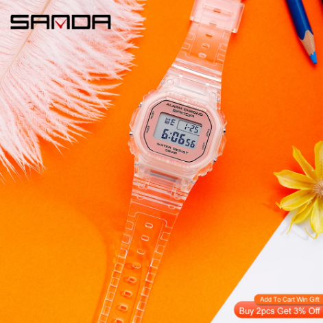 Sanda Rollexeble Watches Wholesale Sport Men Digital 2021 Watch Transparent Band S Shock Sports Women Kids Resin Stainless Steel