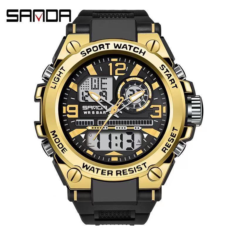 Sanda Men Digital Quartz Watch Water Resist 5 Bar Analog Waterproof Watches Man Design Sport Watch