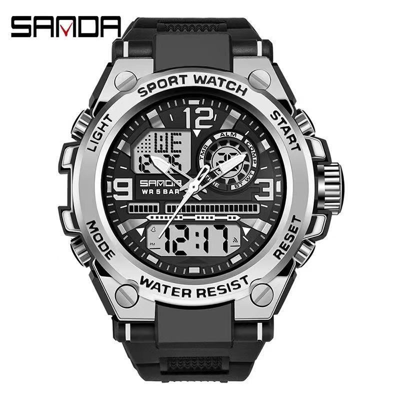 Sanda Men Digital Quartz Watch Water Resist 5 Bar Analog Waterproof Watches Man Design Sport Watch