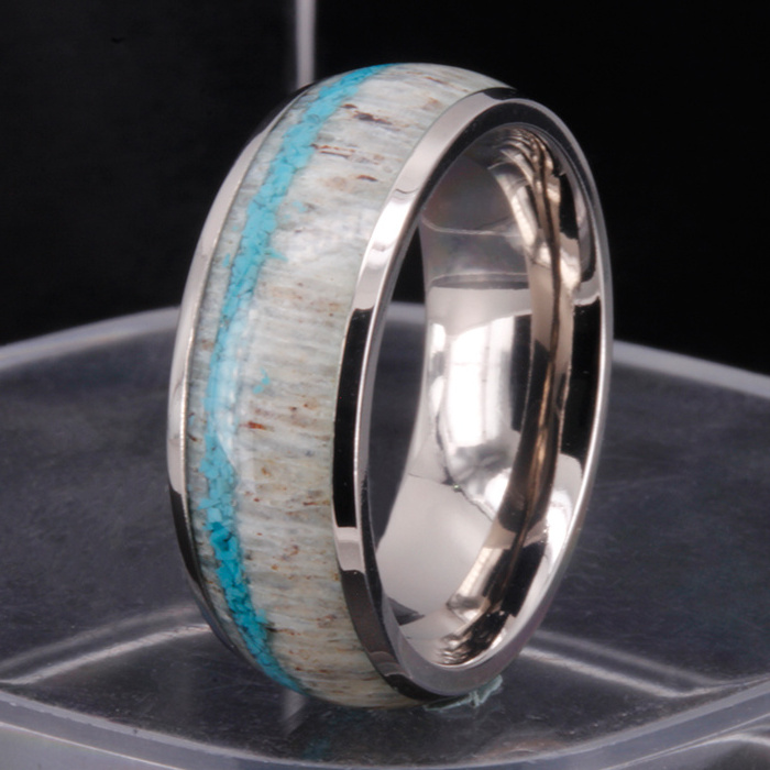 shenzhen cheng jewelers co wholesales turquoise inlay tungsten antlers rings for men