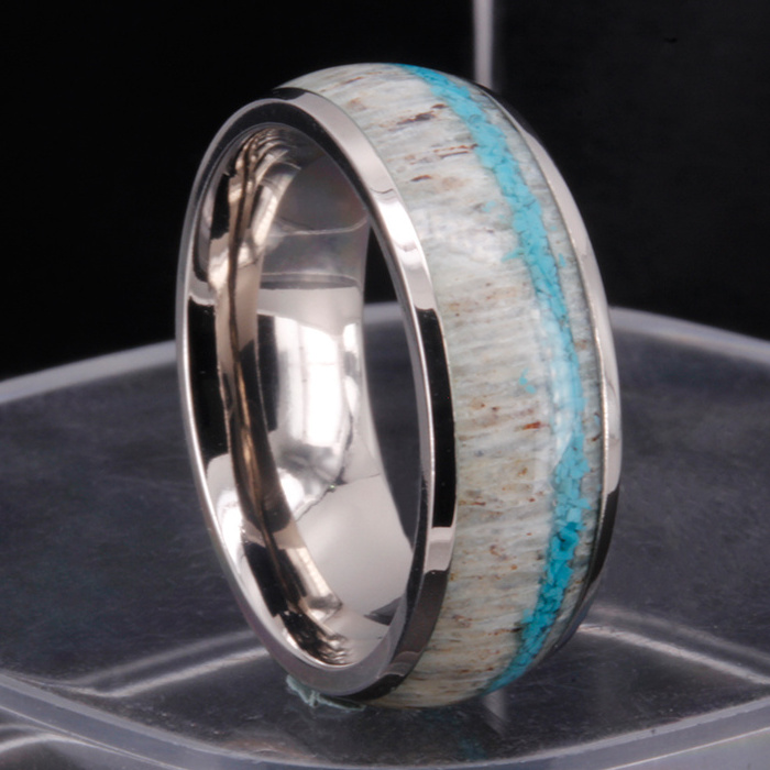 shenzhen cheng jewelers co wholesales turquoise inlay tungsten antlers rings for men