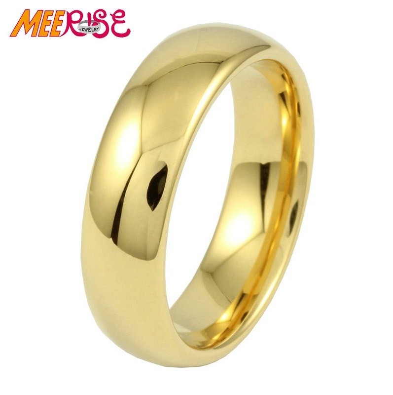 CHENG JEWELERS Wedding Bands Gold Tungsten Rings Trendy Dome Unisex 6mm Engagement Rings for Women Tungsten CARBIDE CHENG