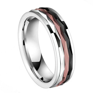 Fashion Men Jewelry IP coffee and black plated tungsten carbide anxiety double sided rotating man ring