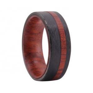 Chengjewelers Wood Ring Designs High Quality Tungsten New for Men Jewelry Ip Black Gold Engagement Rings Unisex Flat CHENG