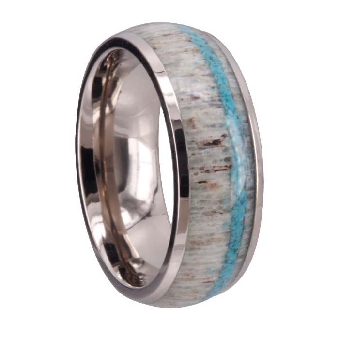 shenzhen cheng jewelers co wholesales turquoise inlay tungsten antlers rings for men