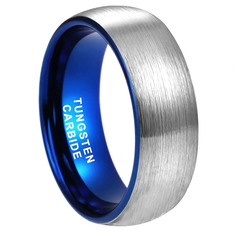 Fashion jewelry designs thin blue line tungsten black plated wolf ring for men