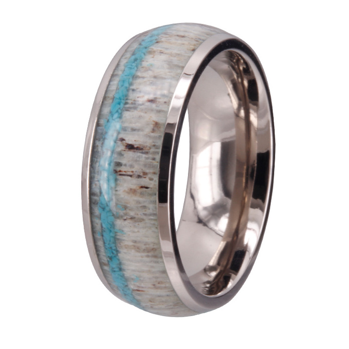 shenzhen cheng jewelers co wholesales turquoise inlay tungsten antlers rings for men