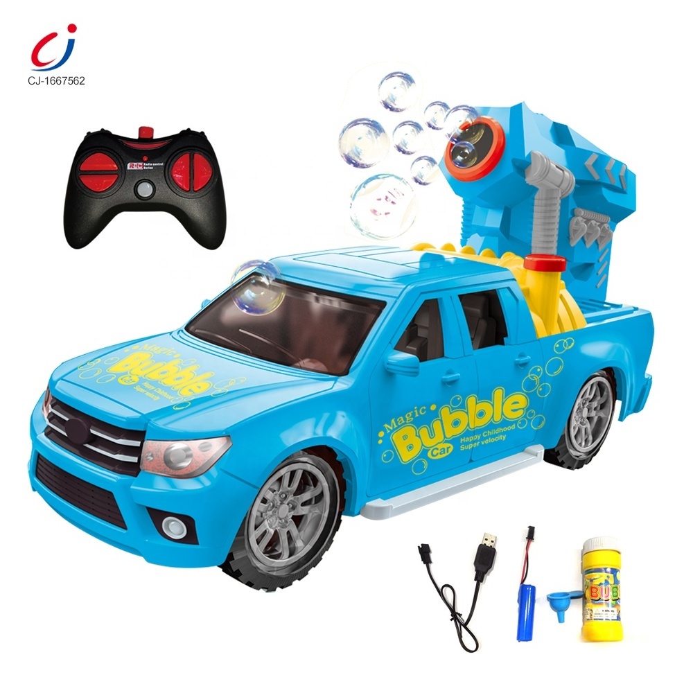 Automatic electric rc bubble maker blower machine 2.4G multifunction 5 channel remote control bubble rc car with opening doors