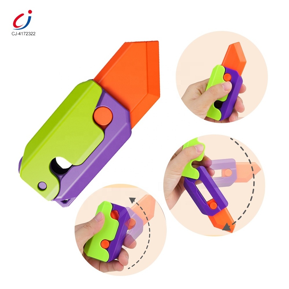 Chengji kids novelty radish gravity knifes decompression sensory toys plastic 3d printing fidget knife toy