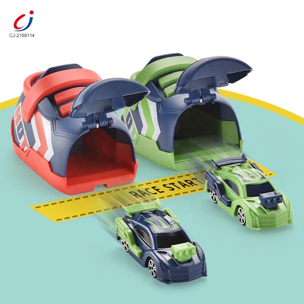 Mini sport outdoor play toy running shooting shoes mini launcher racing rail car racing ejection car toy