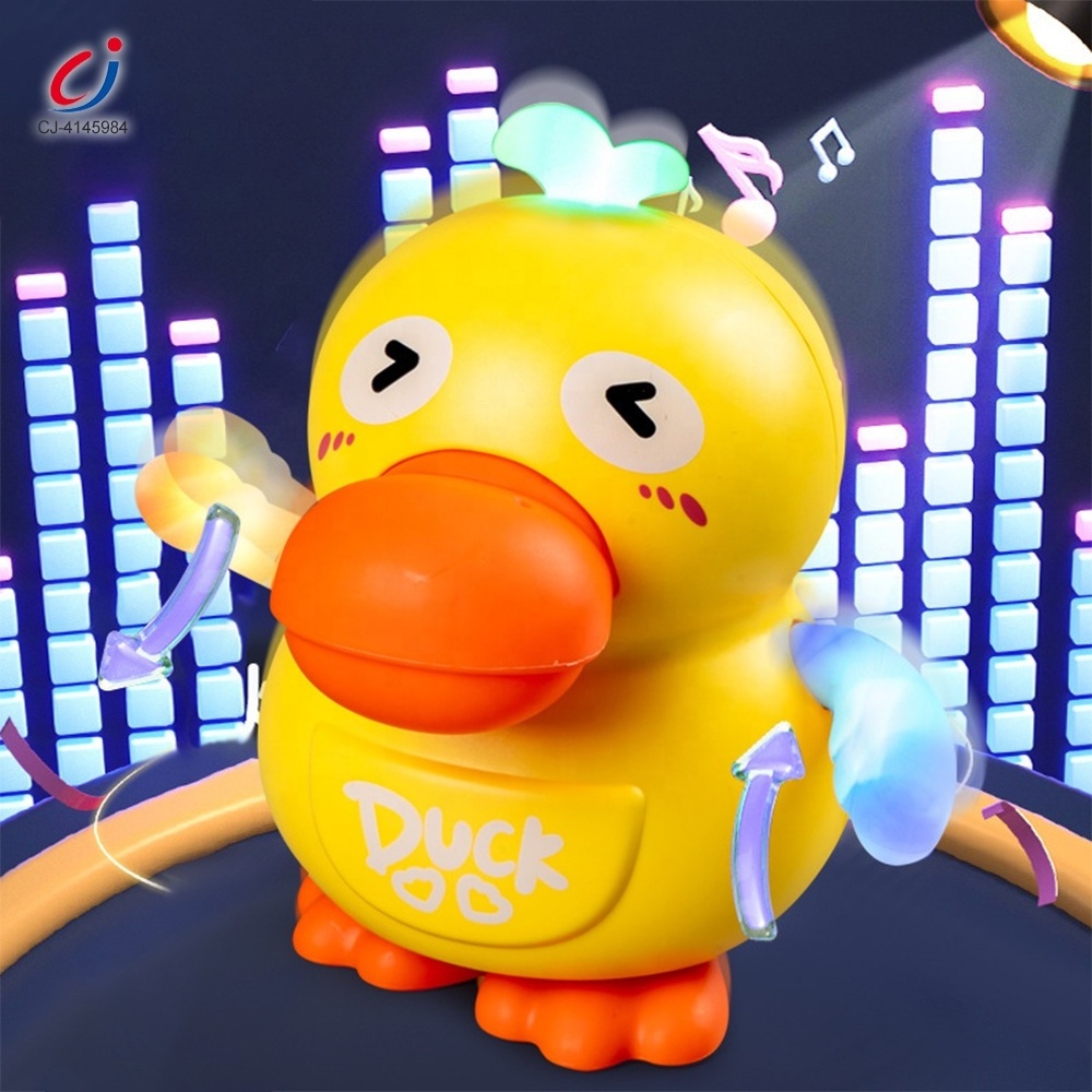 Chengji early educational infant plastic electronic musical swing cute dancing duck toy with lighting