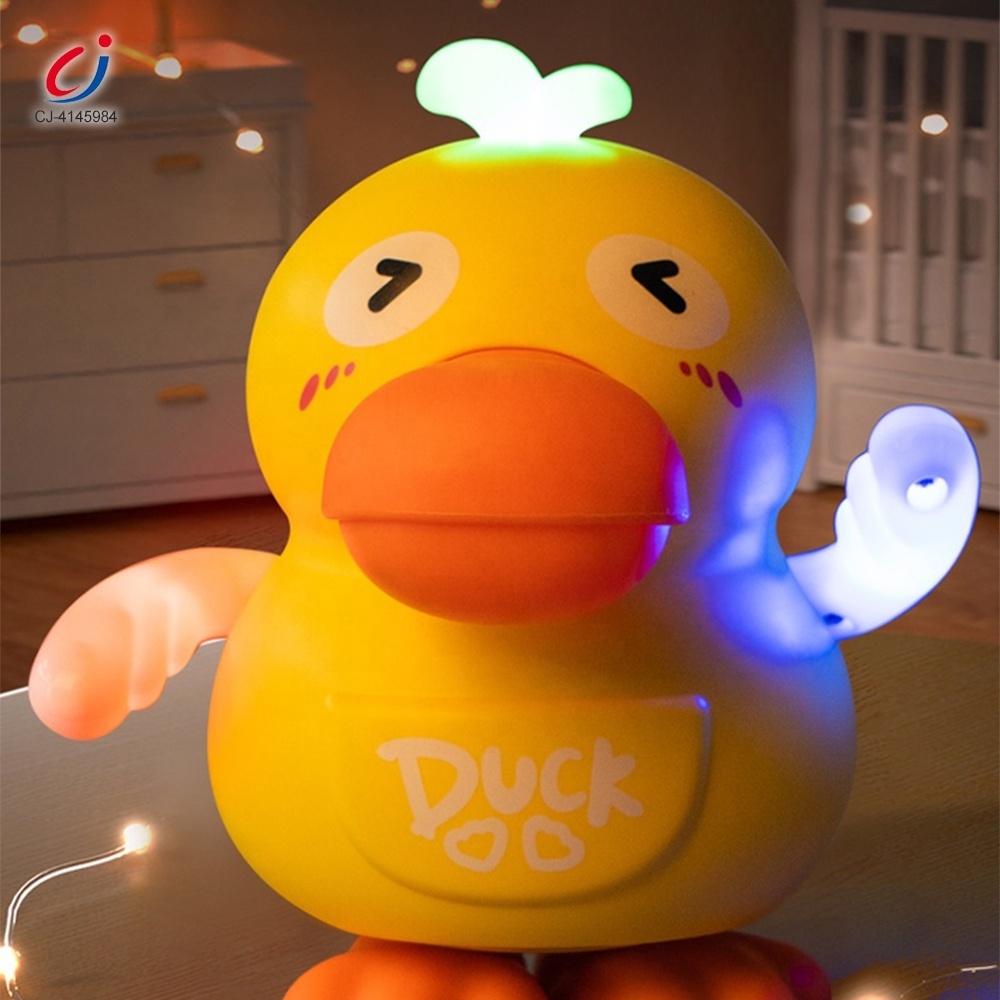 Chengji early educational infant plastic electronic musical swing cute dancing duck toy with lighting