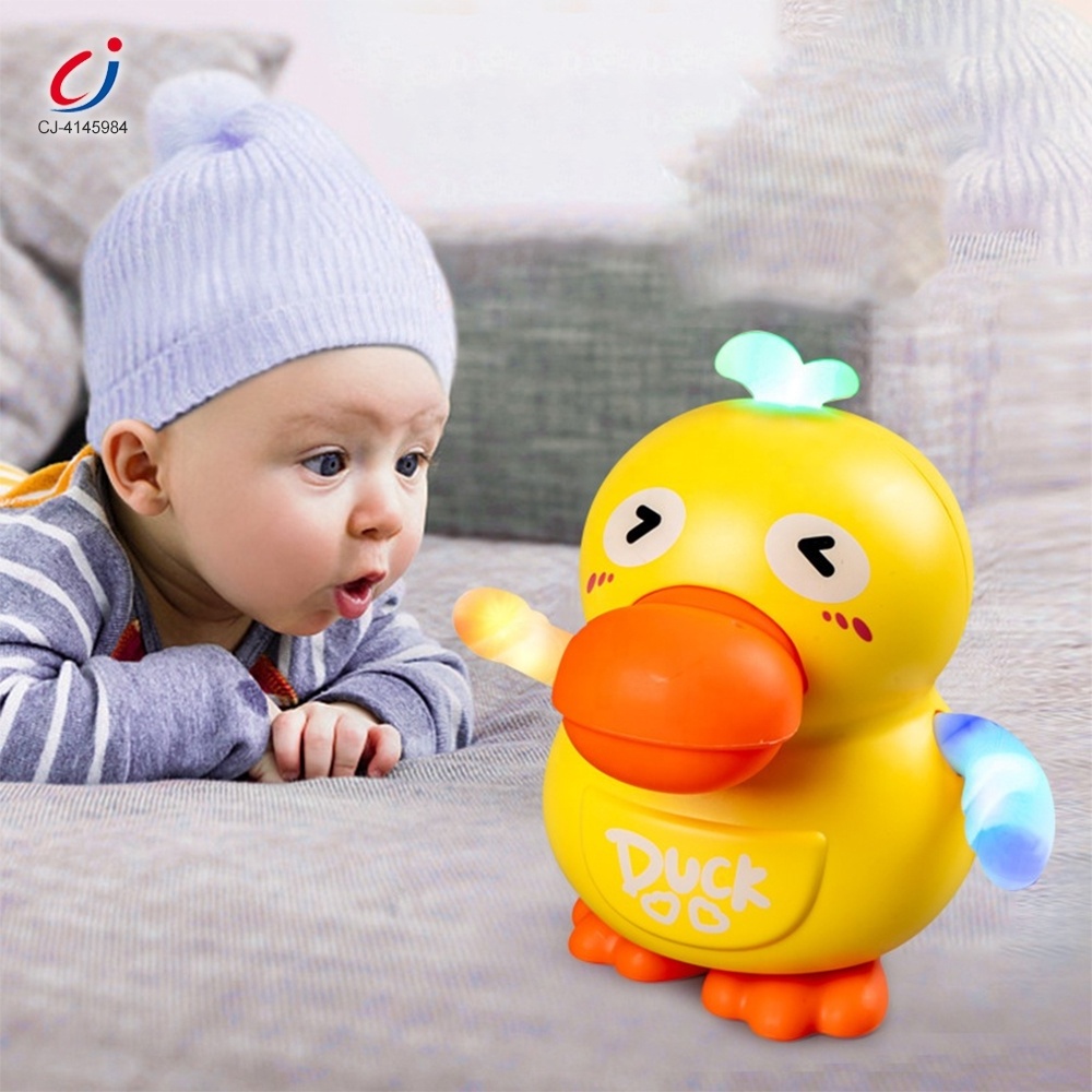 Chengji early educational infant plastic electronic musical swing cute dancing duck toy with lighting