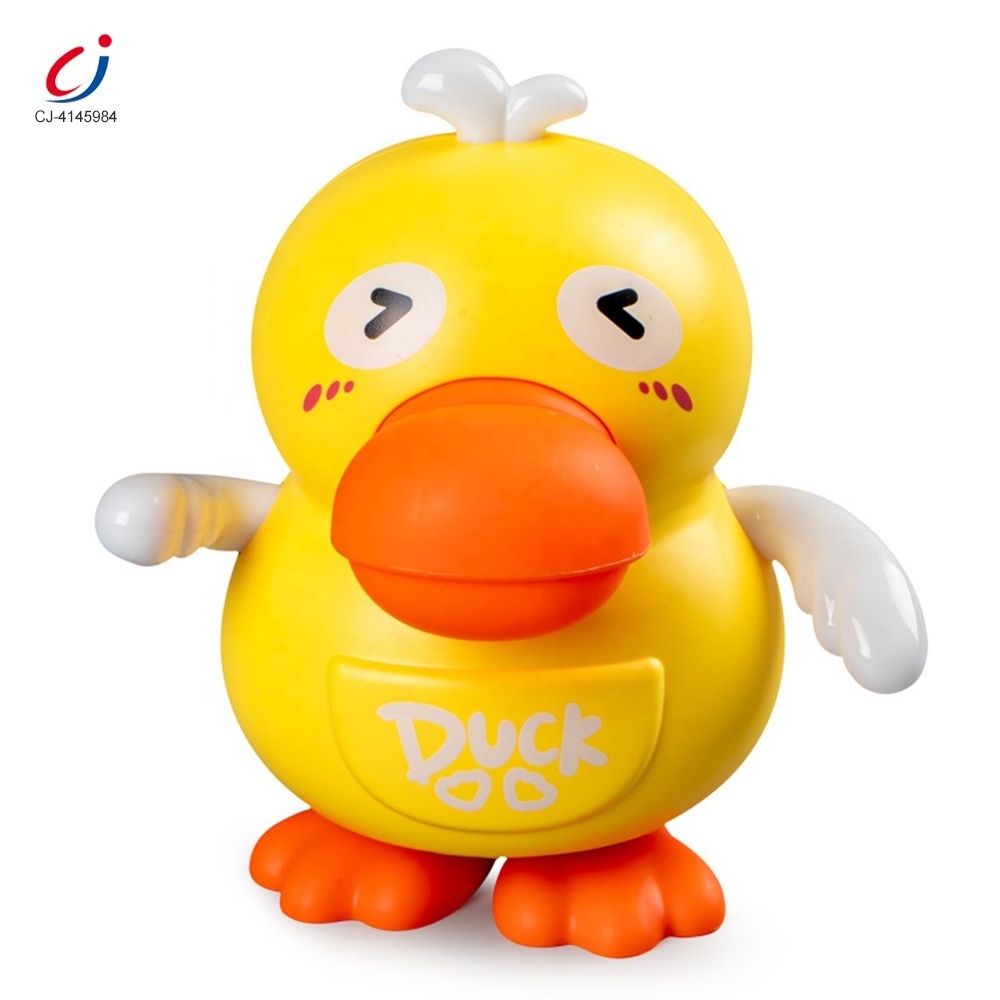 Chengji early educational infant plastic electronic musical swing cute dancing duck toy with lighting