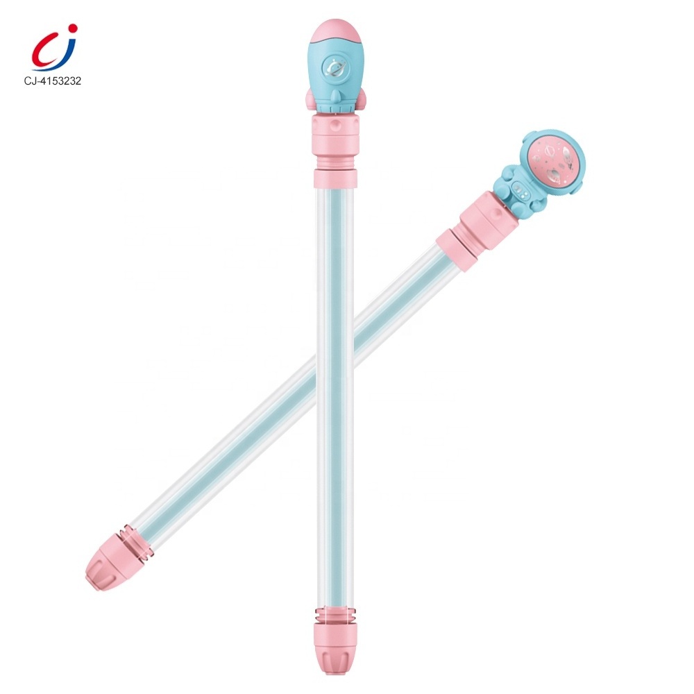 Chengji new design girls summer beach interaction happy play 2 colors cartoon rocket macarone hand pump pink water gun