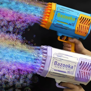 Chengji pistola de burbujas 69 holes automatic bubble maker automatic 69-hole bazooka bubble gun machine with flash light