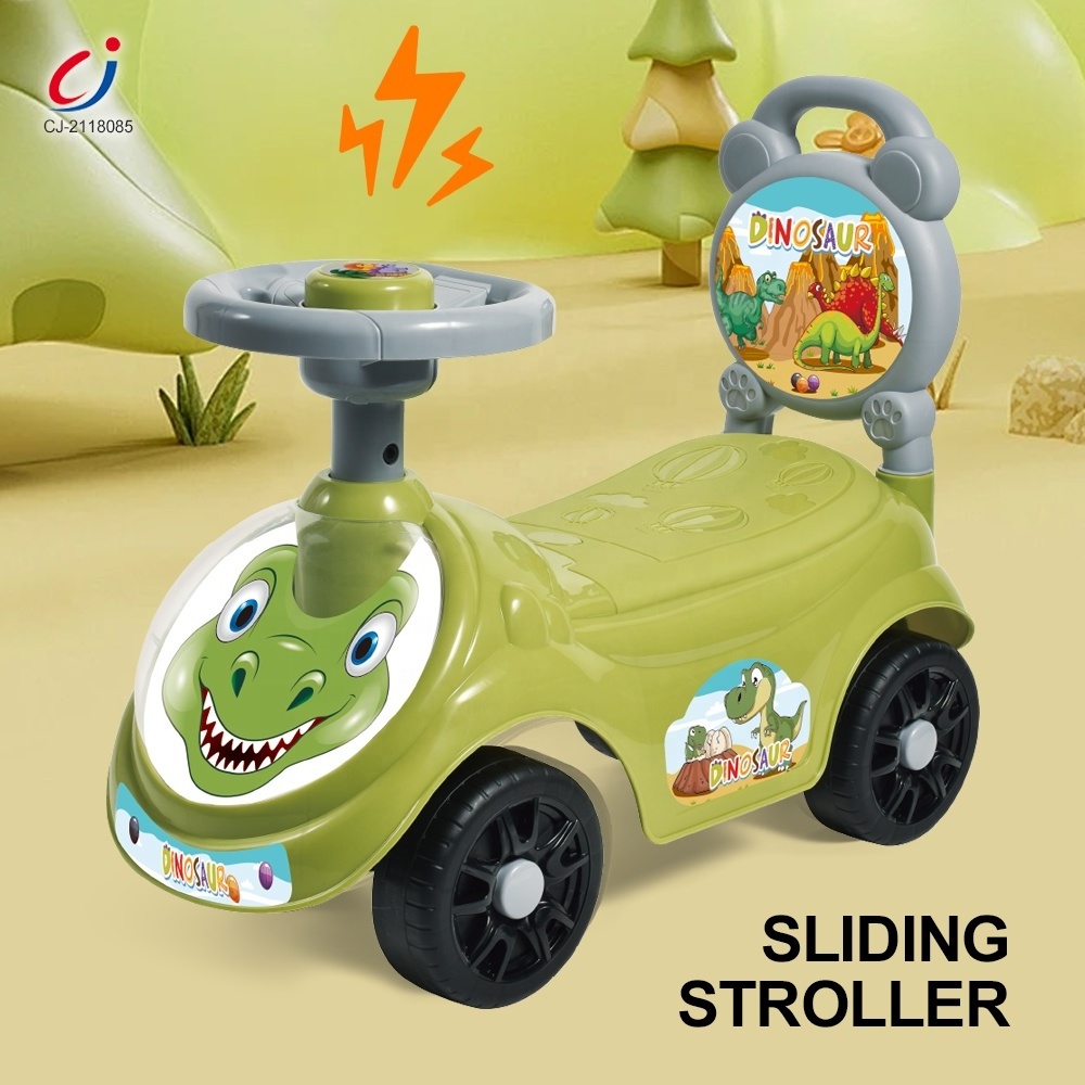 Chengji baby walker car cartoon dinosaur BB whistle steering wheel lighting music baby car with slide