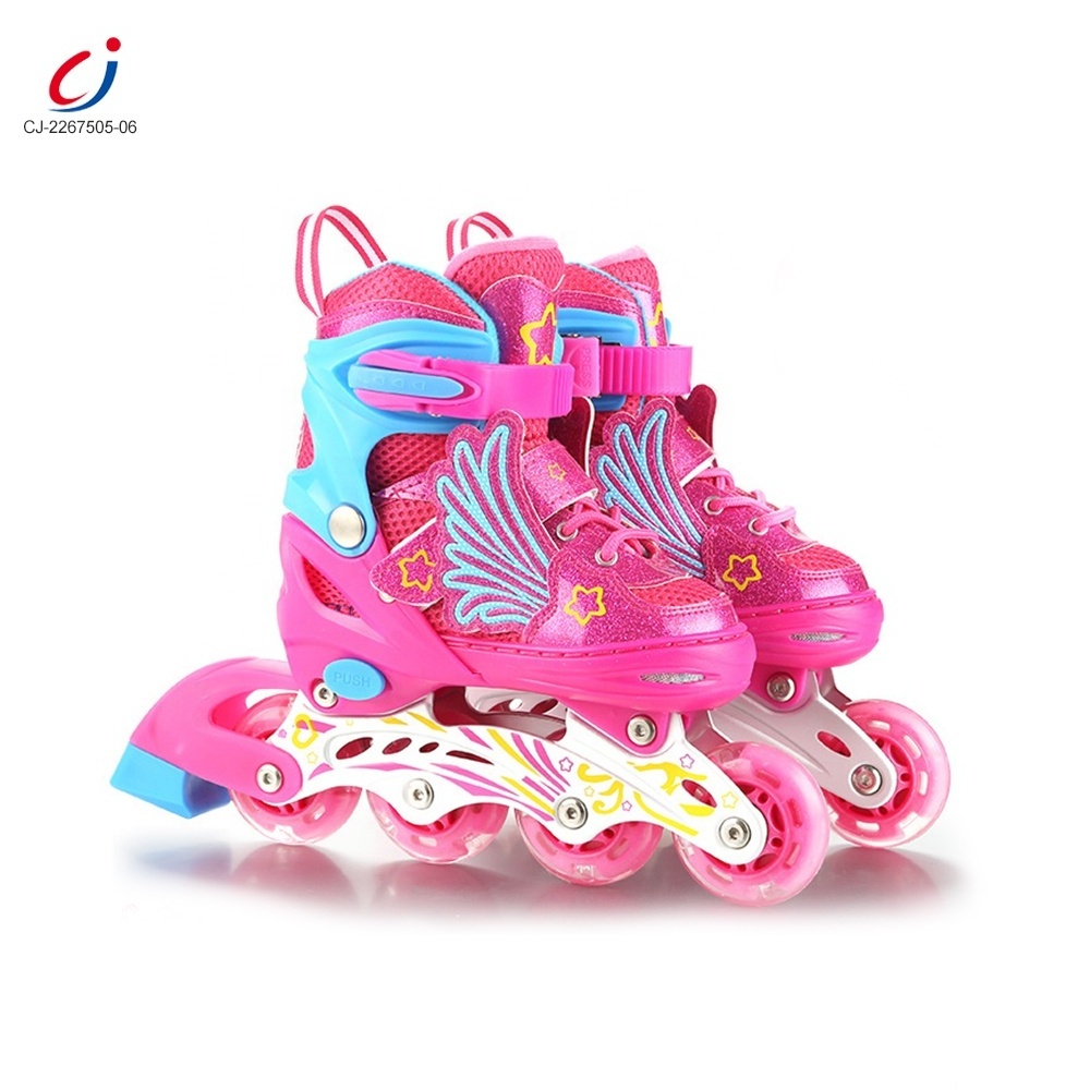 High quality popular inline 4 wheels flashing retractable roller skate shoes skiting ice skating shoes for kids