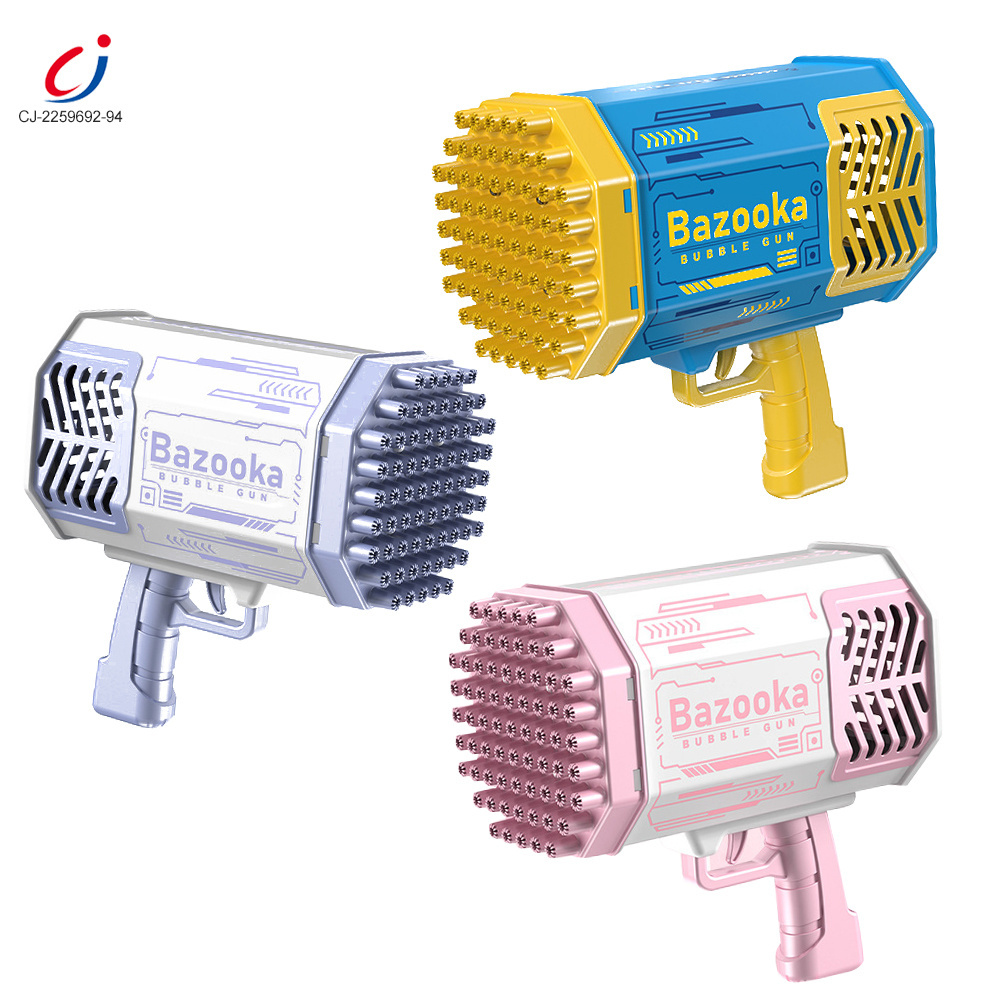 Chengji pistola de burbujas 69 holes automatic bubble maker automatic 69-hole bazooka bubble gun machine with flash light