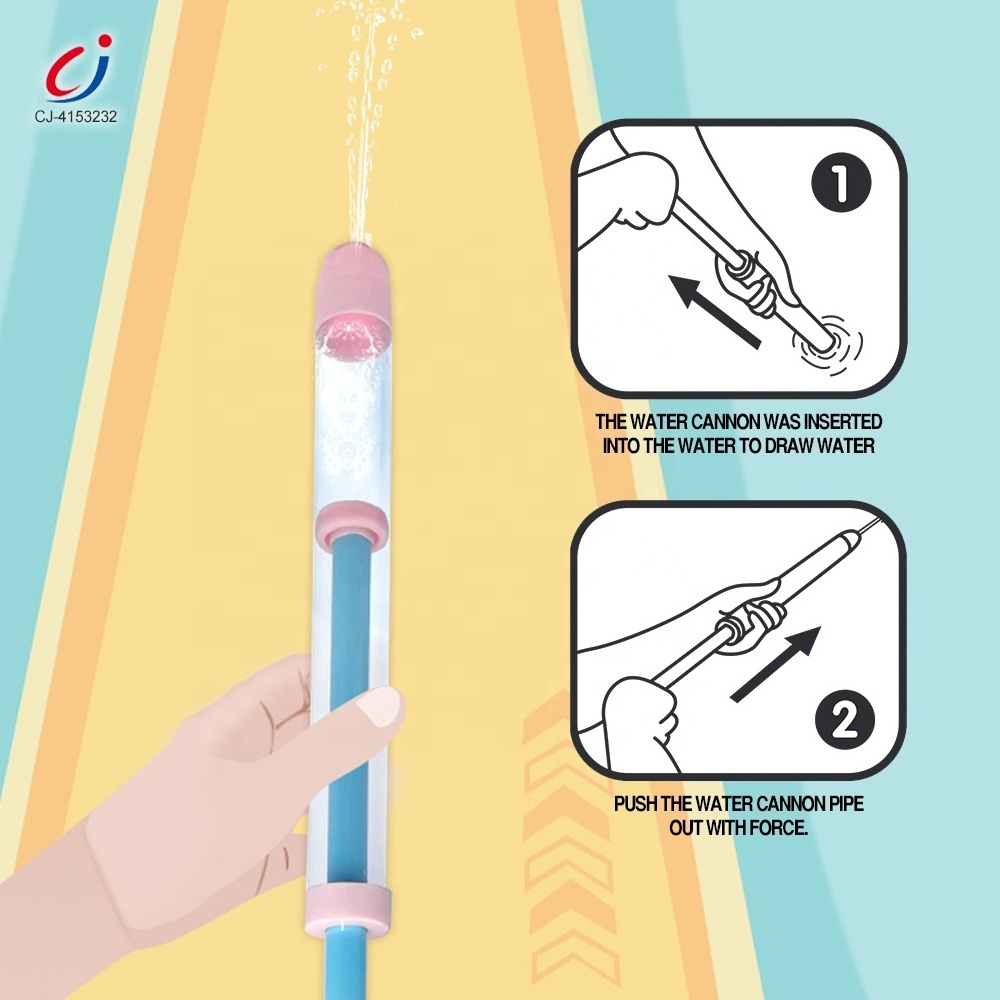 Chengji new design girls summer beach interaction happy play 2 colors cartoon rocket macarone hand pump pink water gun