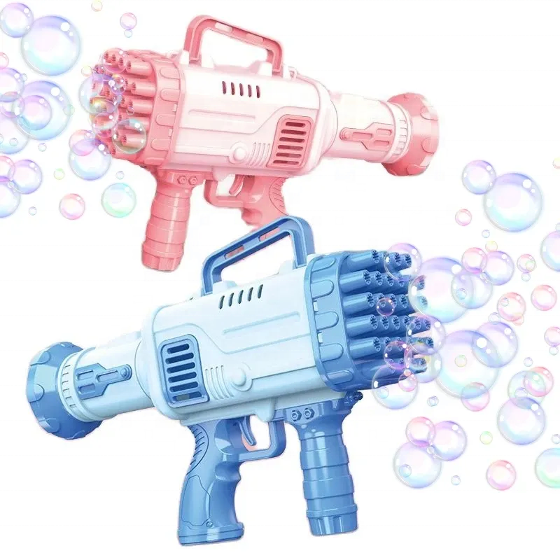 Wholesale children outdoor light rocket blowing bubbles electric bubble machine gun 32 hole bazooka bubble gun