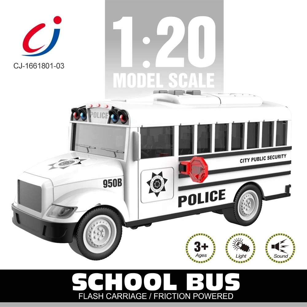 High Quality Plastic Police Car 1/20 Metal Toy Cars , City Service Fire Fighting Truck School Bus Model