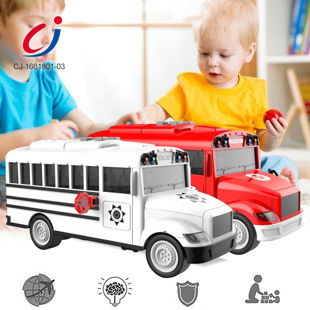 High Quality Plastic Police Car 1/20 Metal Toy Cars , City Service Fire Fighting Truck School Bus Model