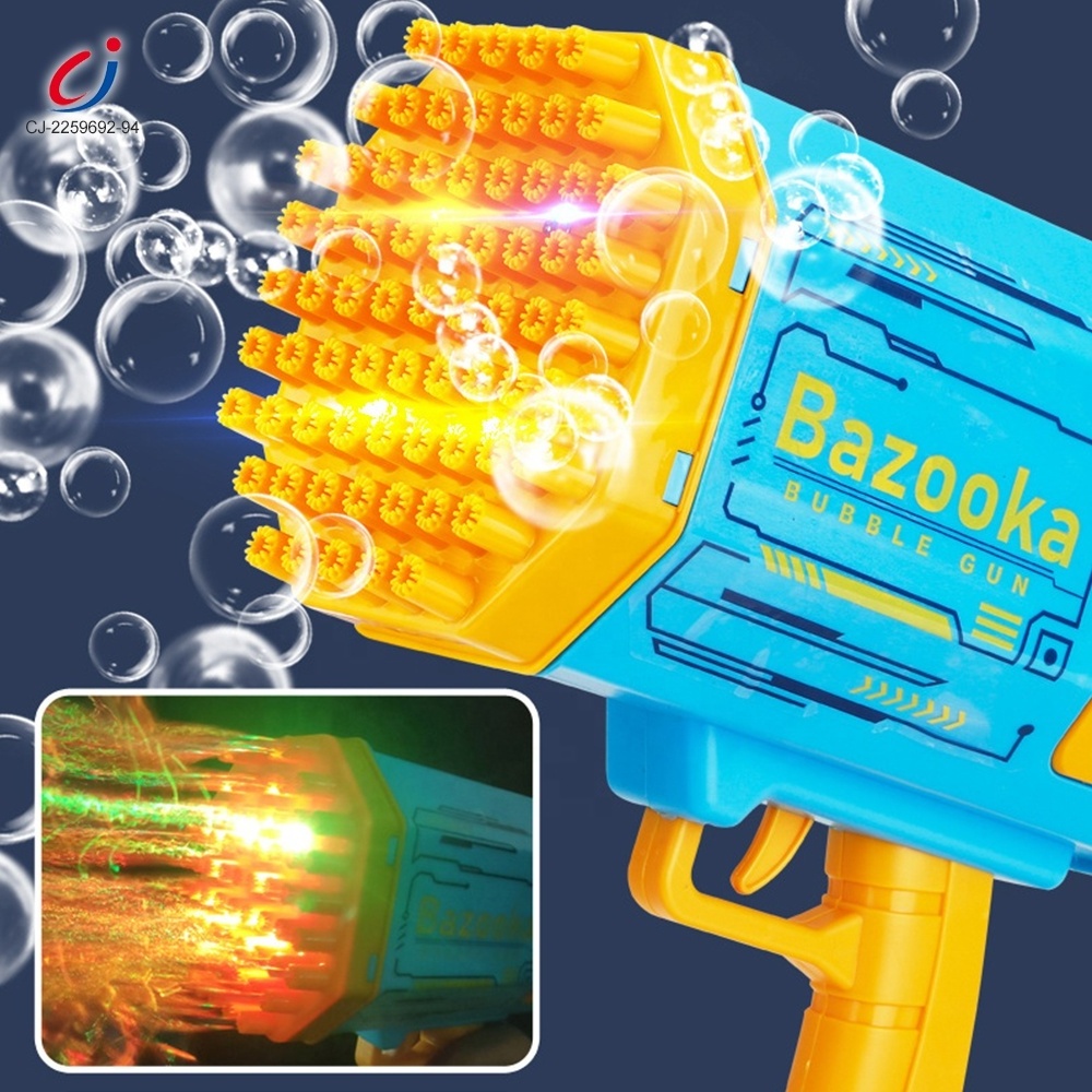 Chengji pistola de burbujas 69 holes automatic bubble maker automatic 69-hole bazooka bubble gun machine with flash light