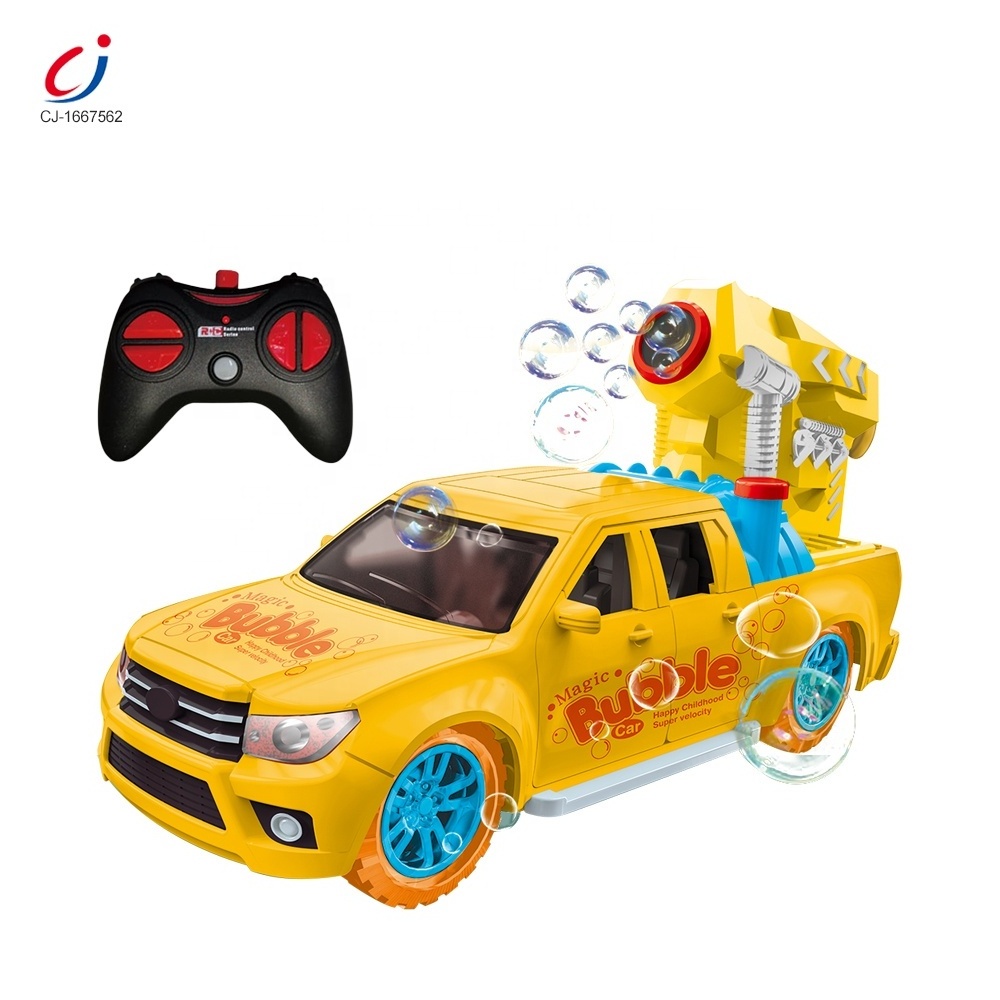 Automatic electric rc bubble maker blower machine 2.4G multifunction 5 channel remote control bubble rc car with opening doors