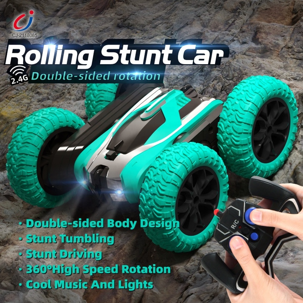 Chengji high quality 360 rolling remote control car toy 2.4G double sided four wheel rc stunt car